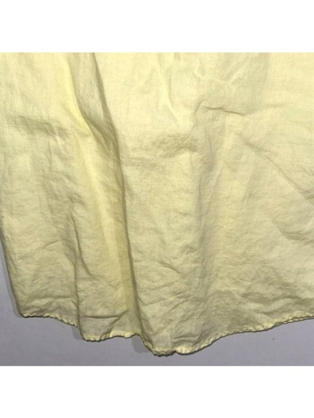 Yellow Linen Tunic Dress With Crochet Neck Detail By Malvin Size XL - Picture 5 of 8